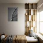 Black and white abstract canvas wall art titled Architectural Light Study, featuring minimalist travel-inspired design.