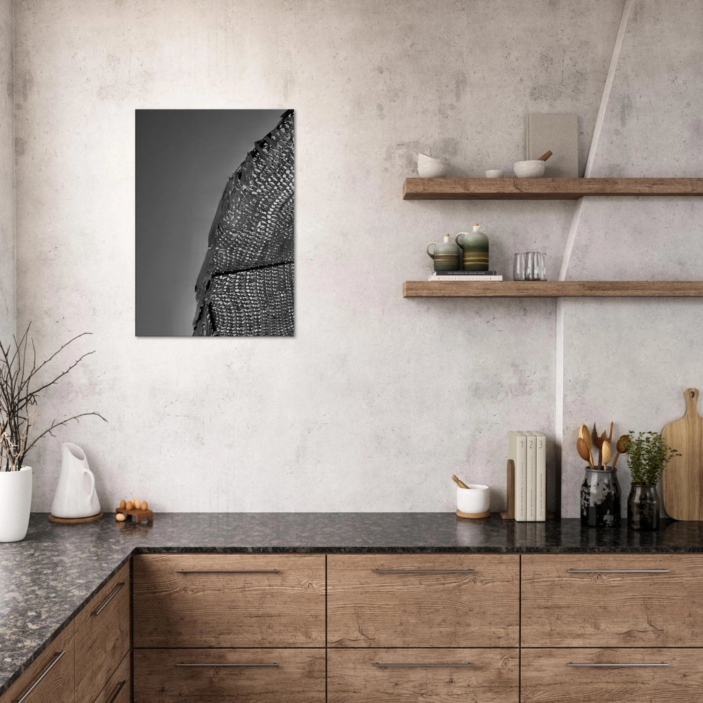 Minimalist black and white abstract canvas wall art titled Architectural Light Study from the Travel Collection Studio Edition.