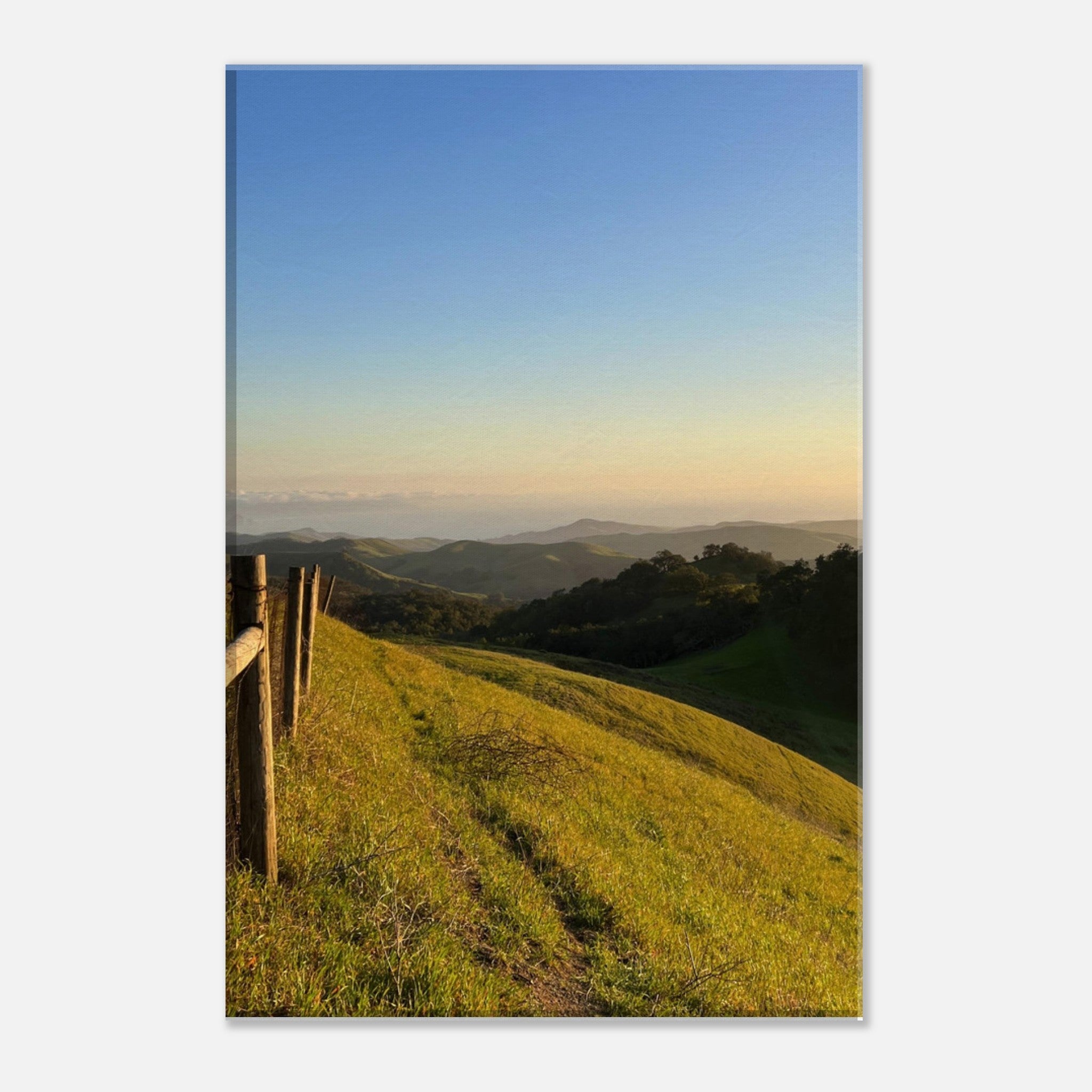 Canvas art print of a Central Coast sunset with golden hues, perfect as wall decor for a California-inspired interior.