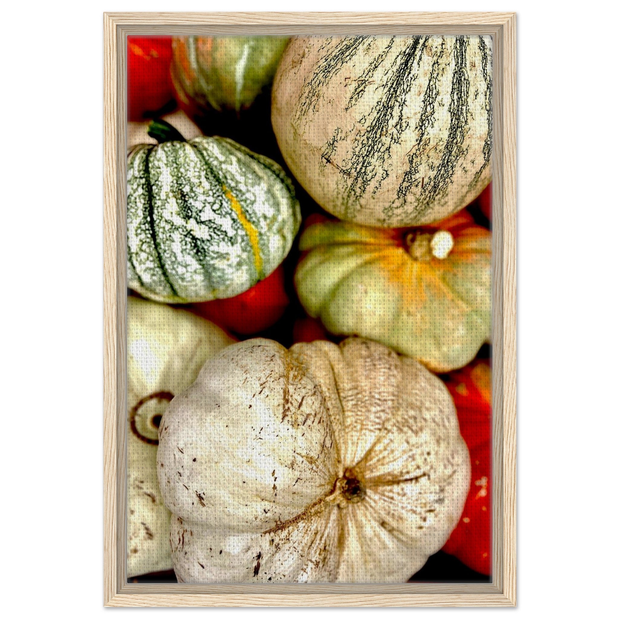 Rustic harvest gourd wall art print featuring autumn pumpkins, perfect for seasonal home decor, by California Canvas Studio Edition.