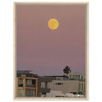 Framed canvas wall art of a harvest moon and beach scene, California Canvas Studio Edition, 20x30 cm print, moody coastal decor.