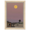 Harvest Moon art print on canvas, beach moody wall decor, framed California Canvas studio edition for wall hanging.