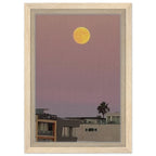 Harvest Moon art print on canvas, beach moody wall decor, framed California Canvas studio edition for wall hanging.