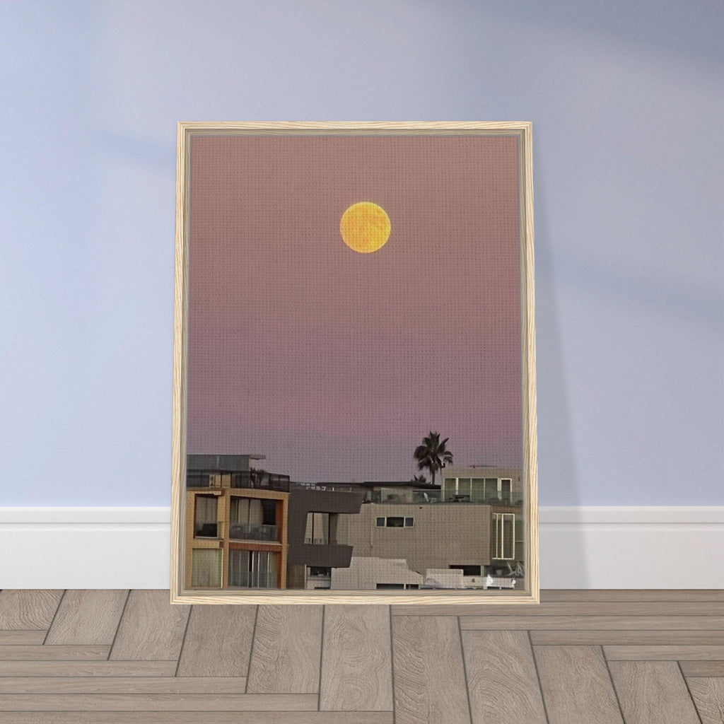 Beach Moody Wall Art print featuring a Harvest Moon, framed canvas by California Canvas Studio Edition, perfect for moon and beach decor.