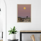 Beach Moody wall art print featuring a Harvest Moon on framed canvas, California Canvas Studio Edition, 20x30 cm.