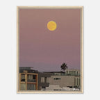 Beach moody wall art print featuring a harvest moon on framed canvas, California Canvas Studio Edition, 20x30 cm.