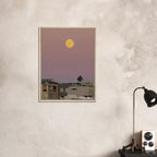 Harvest Moon beach moody wall art print on framed canvas, California Canvas Studio Edition, 20x30 cm, depicts a moonlit beach scene.