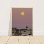 Beach moody wall art print featuring the harvest moon on framed canvas, California Canvas Studio Edition, 20x30 cm.