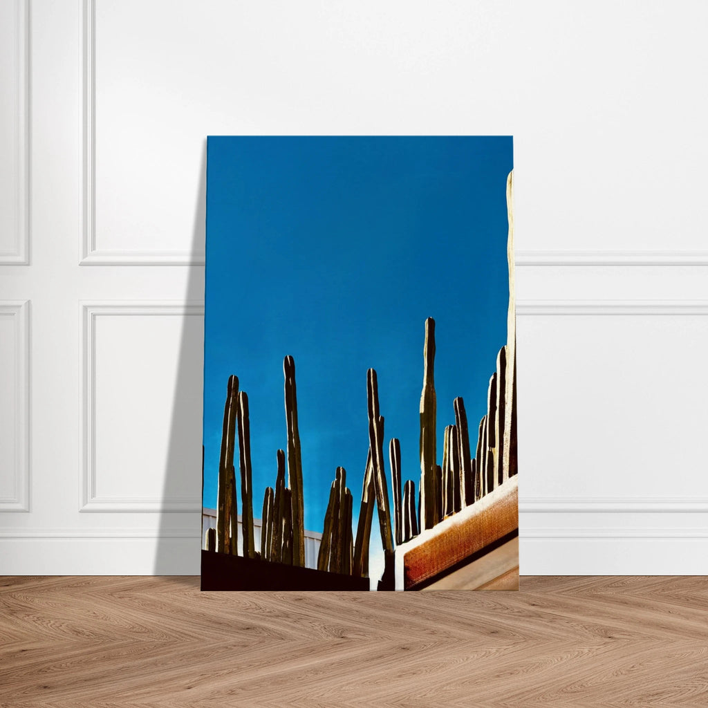 Canvas print of Mexico cactus family on rooftop from My Store's Travel Collection, Spring 26, showcasing vibrant desert plant scene.