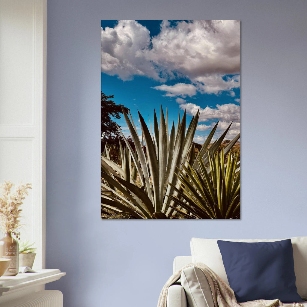 Oaxaca Desert canvas artwork featuring a mezcal plantation from the travel collection, vibrant colors and detailed scenery.