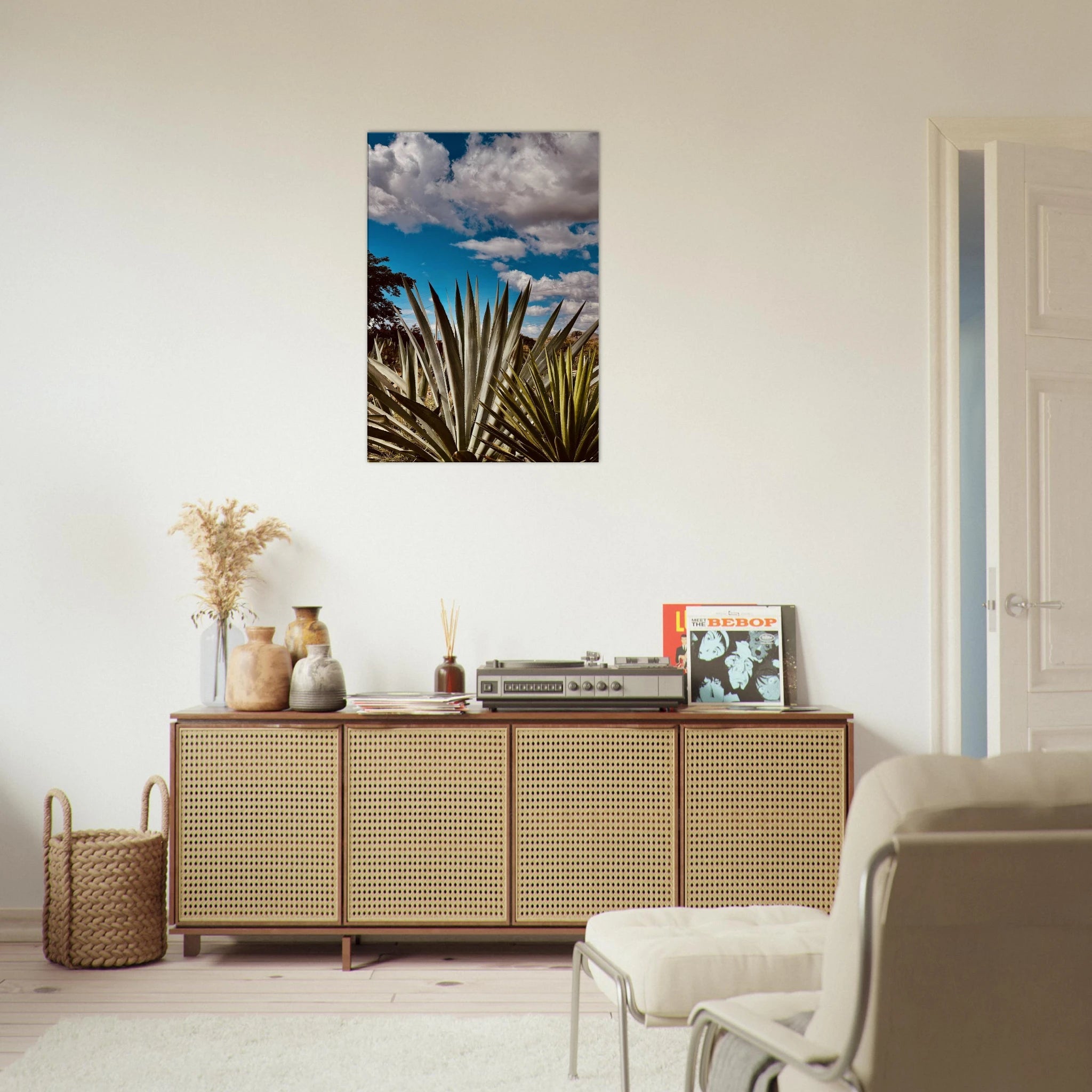 Canvas artwork depicting Oaxaca Desert mezcal plantation from the Spring '26 travel collection by My Store.