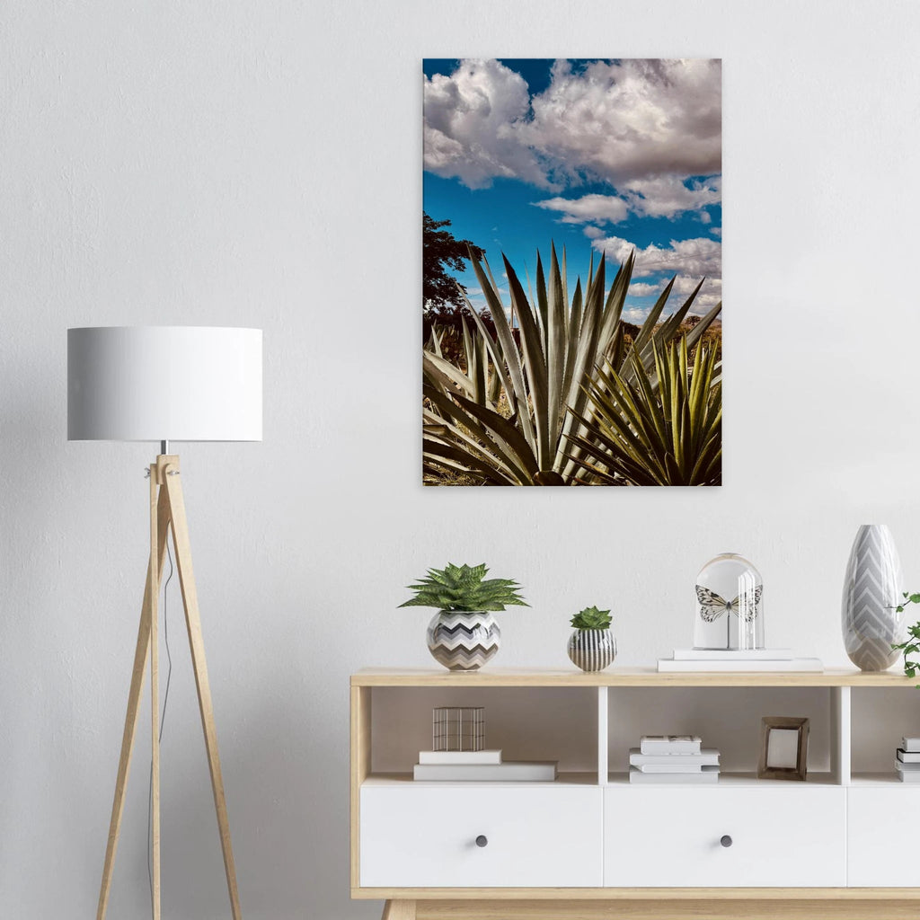 Canvas artwork of Oaxaca Desert mezcal plantation from the Travel Collection by My Store, featuring vibrant colors and details.