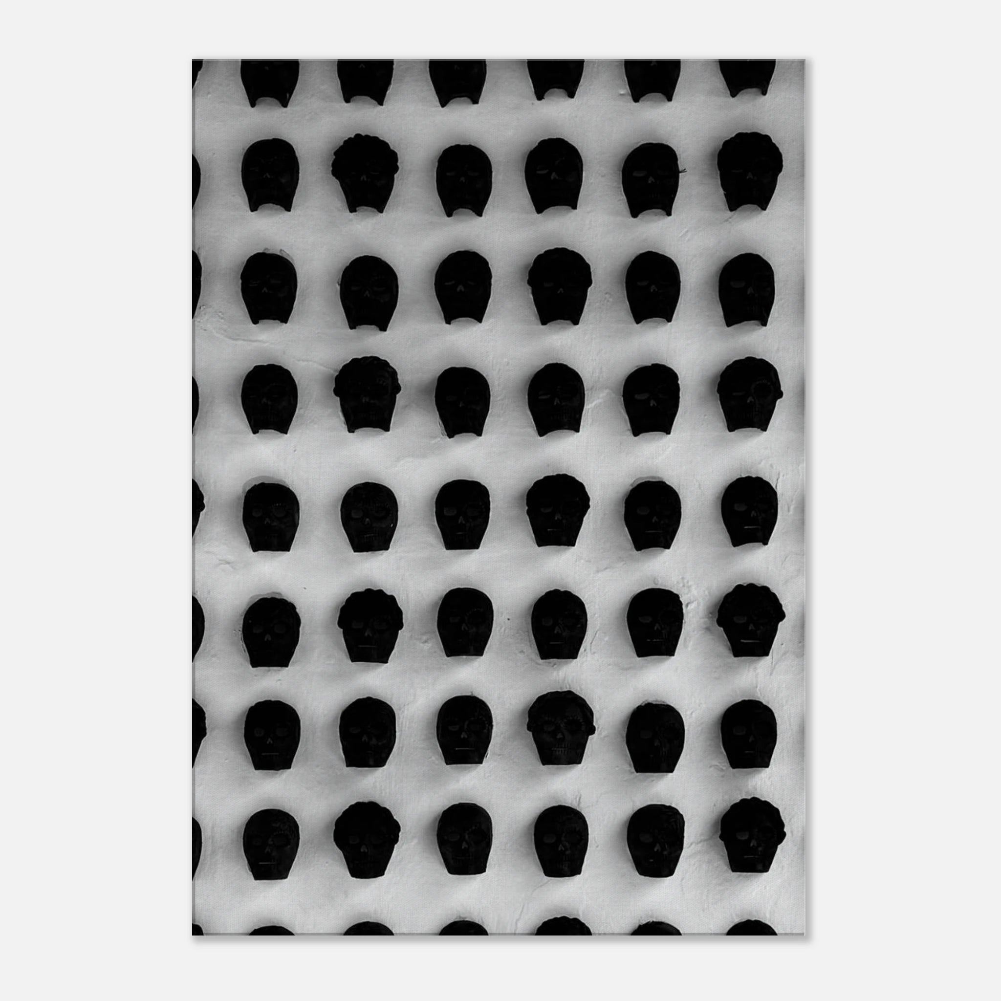 Black and white monochrome skull grid canvas wall art, minimalist statement photography from My Store's Travel Collection Studio Edition.