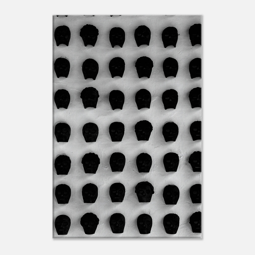 Black and white Monochrome Skull Grid canvas wall art by My Store, minimalist abstract photography for modern home decor.