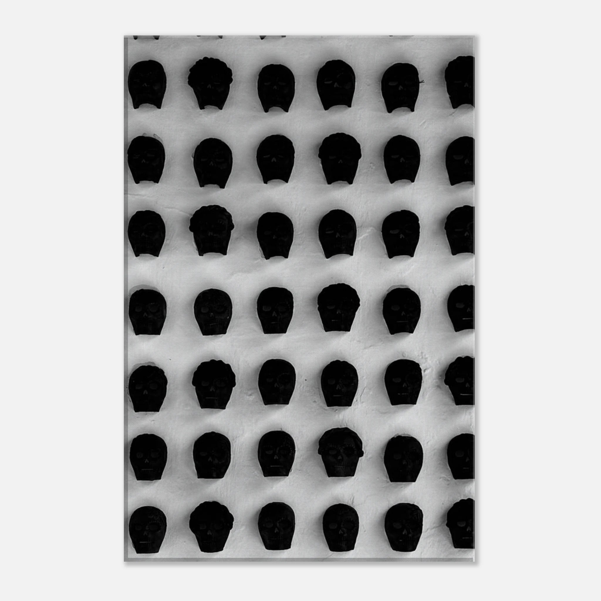 Black and white Monochrome Skull Grid canvas wall art by My Store, minimalist abstract photography for modern home decor.