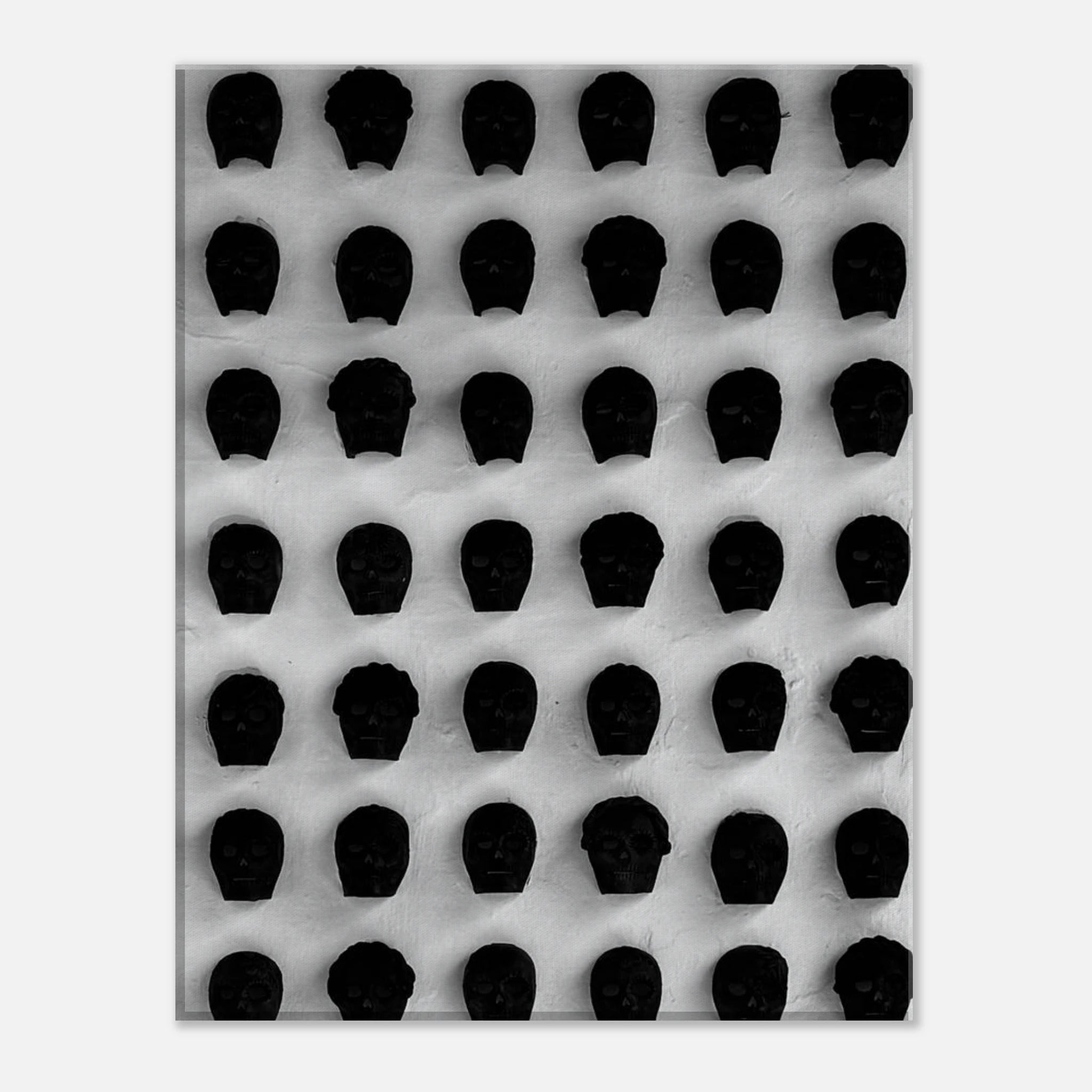 Monochrome skull grid canvas wall art by My Store, minimalist black and white abstract photography for modern interior decor.
