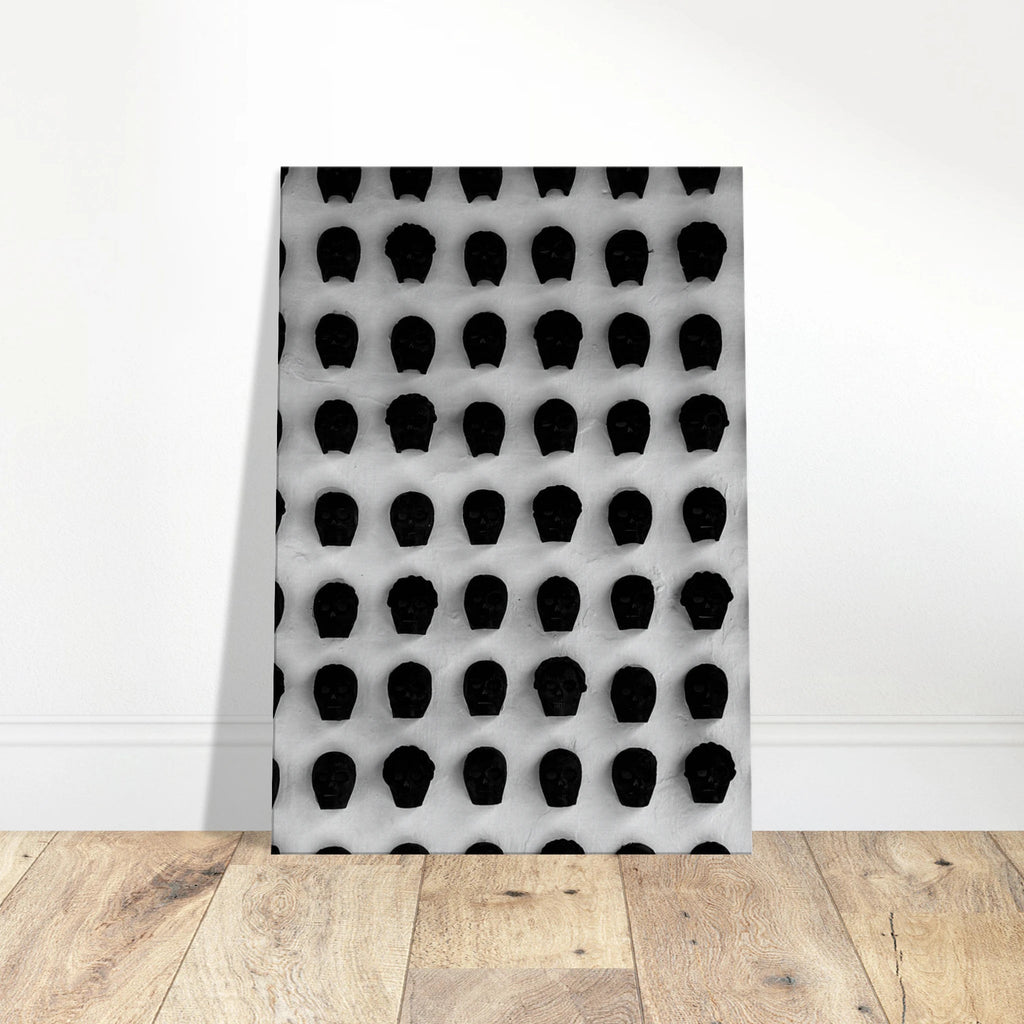 Black and white Monochrome Skull Grid canvas wall art, minimalist skull design, travel collection studio edition print, abstract photography.
