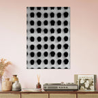 Monochrome skull grid canvas wall art in black and white, minimalist travel-themed abstract print by My Store, 20x30 cm.
