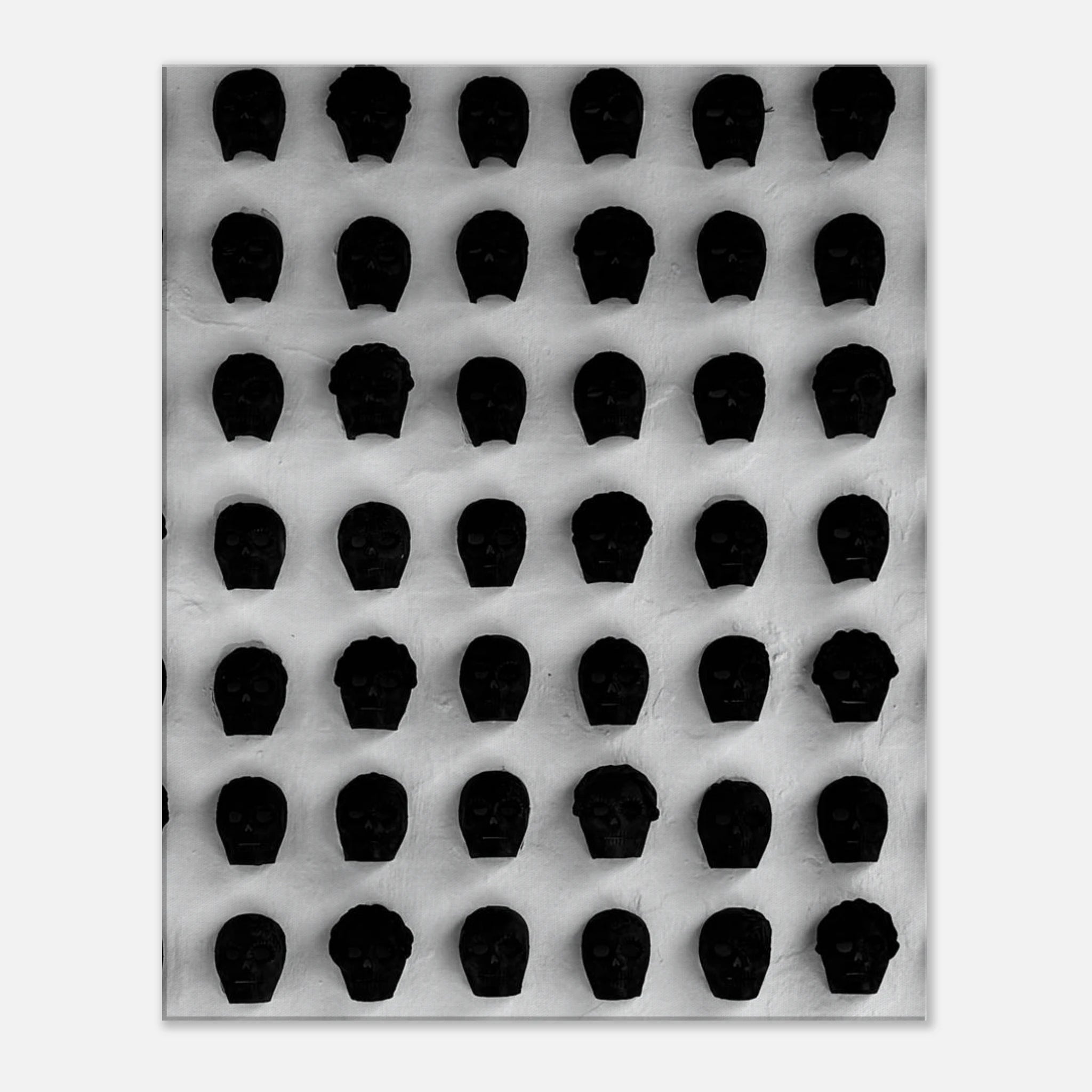 Monochrome skull grid canvas wall art featuring minimalist black and white abstract skull design, suitable for modern home decor.