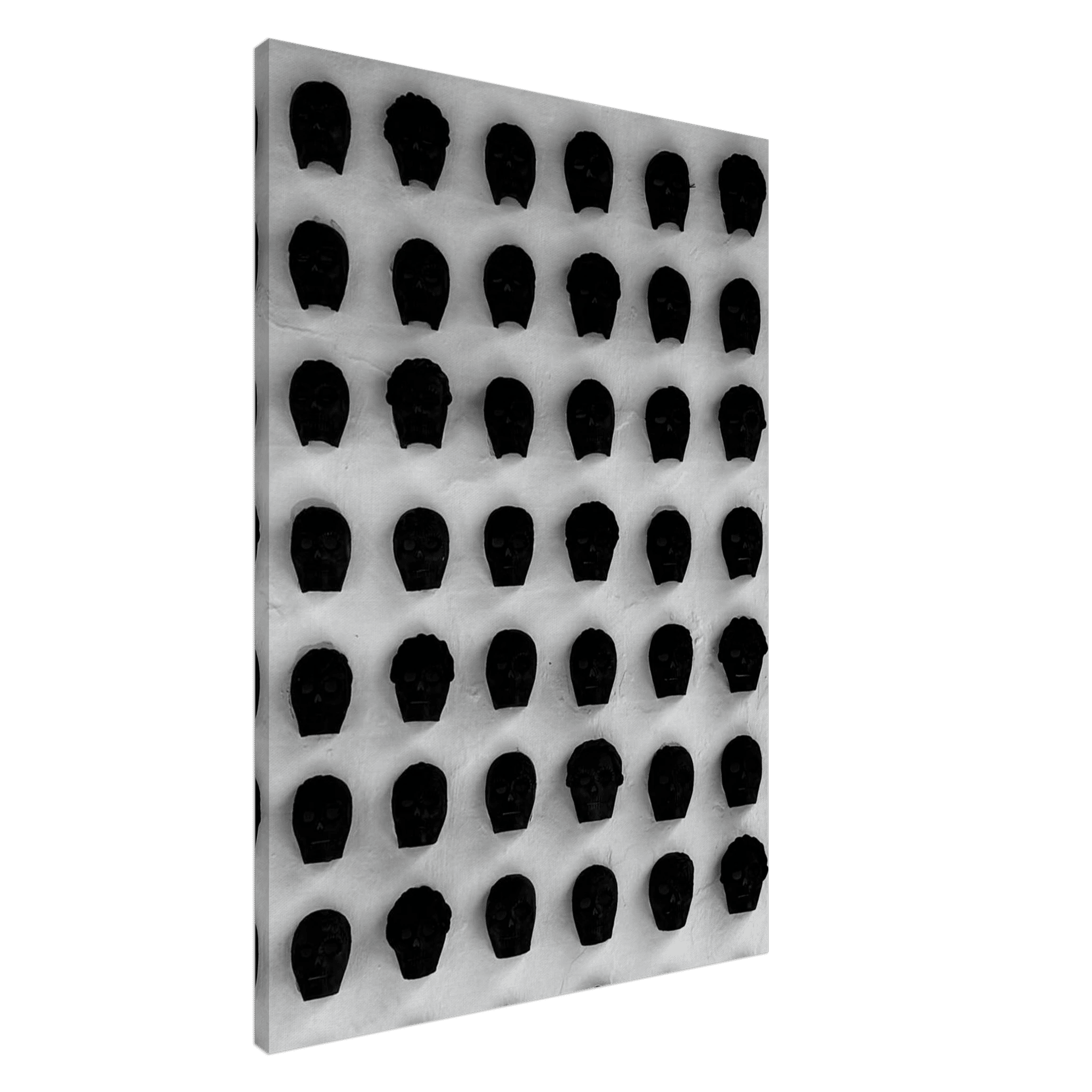 Black and white Monochrome Skull Grid canvas wall art by My Store, minimalist abstract skull design, travel collection print.