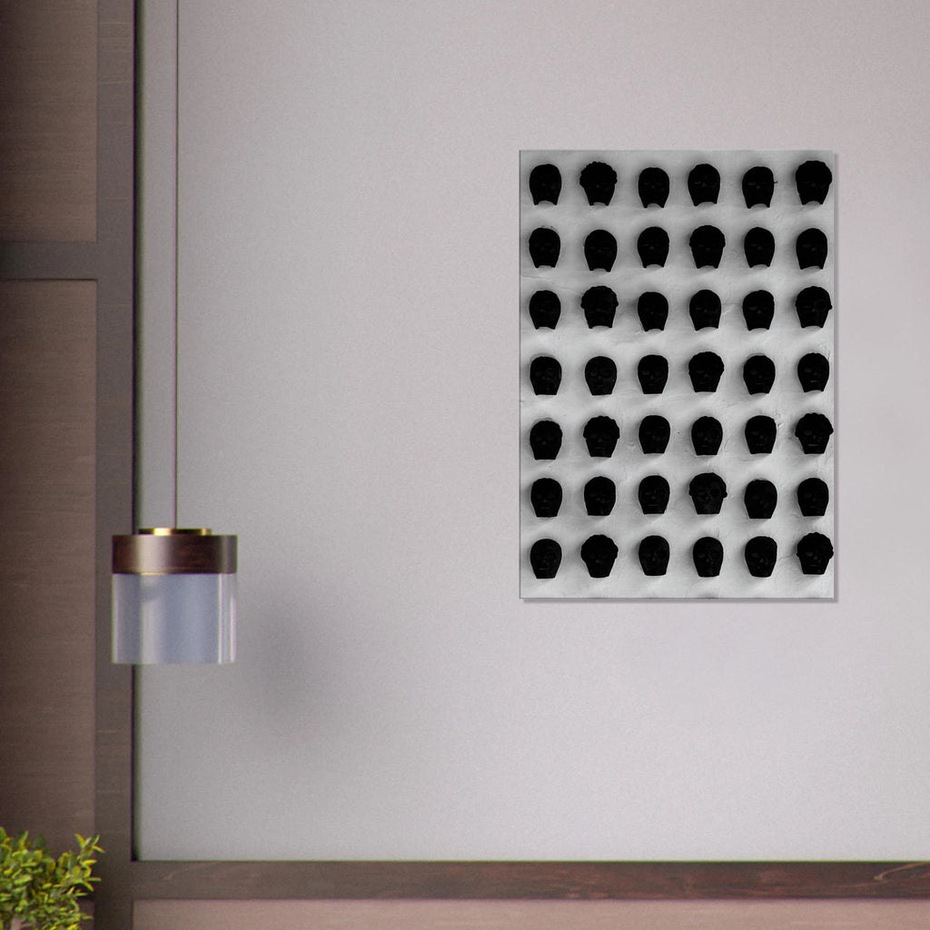 Monochrome skull grid canvas wall art by My Store, minimalist black and white statement photography for modern home decor.