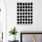 Black and white monochrome skull grid canvas wall art, minimalist statement photography print, part of travel collection studio edition.
