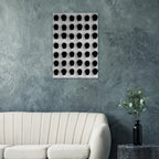 Black and white monochrome skull grid canvas wall art, minimalist statement print from My Store's travel collection studio edition.