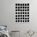 Black and white monochrome skull grid canvas wall art, minimalist statement photography print for modern interior decor.