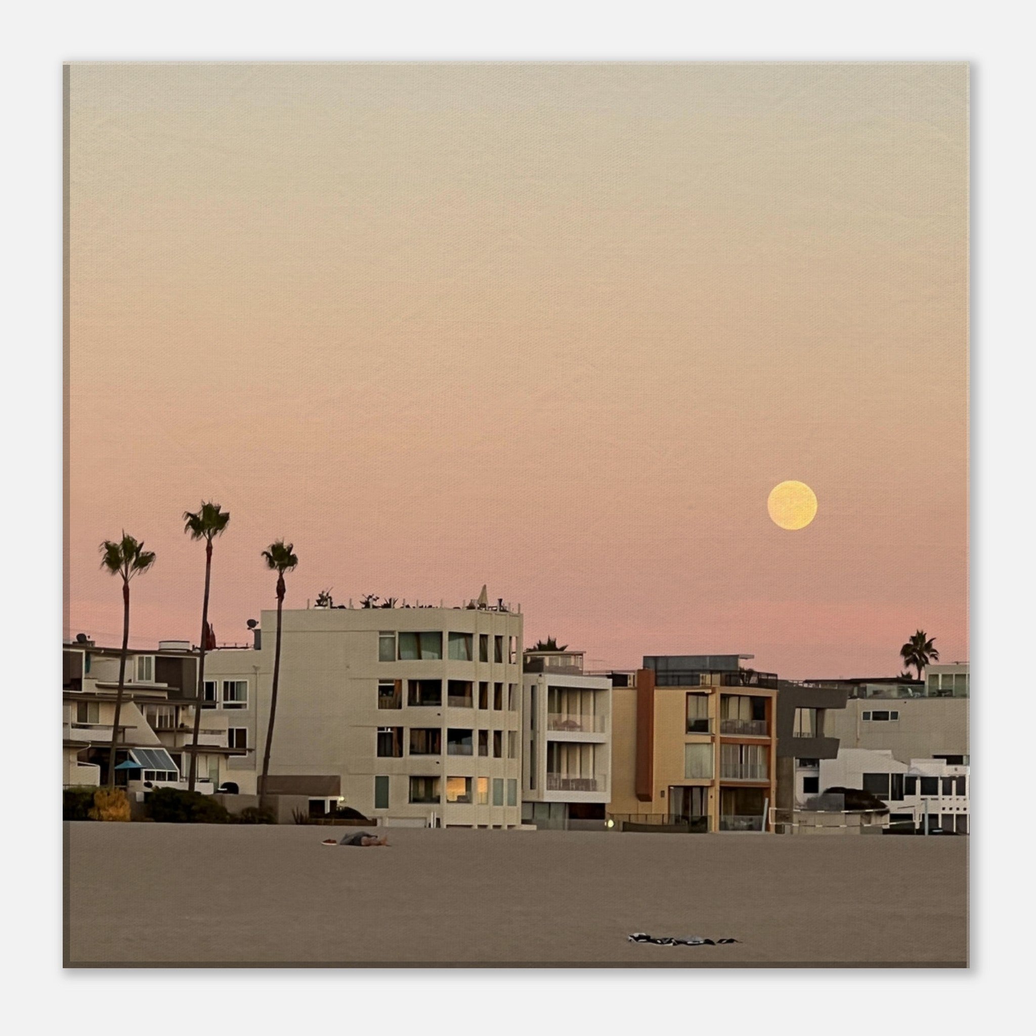 Moody SoCal Beach wall art print on canvas, 20x30 cm, featuring California beach scene, suitable for bedroom wall decor.