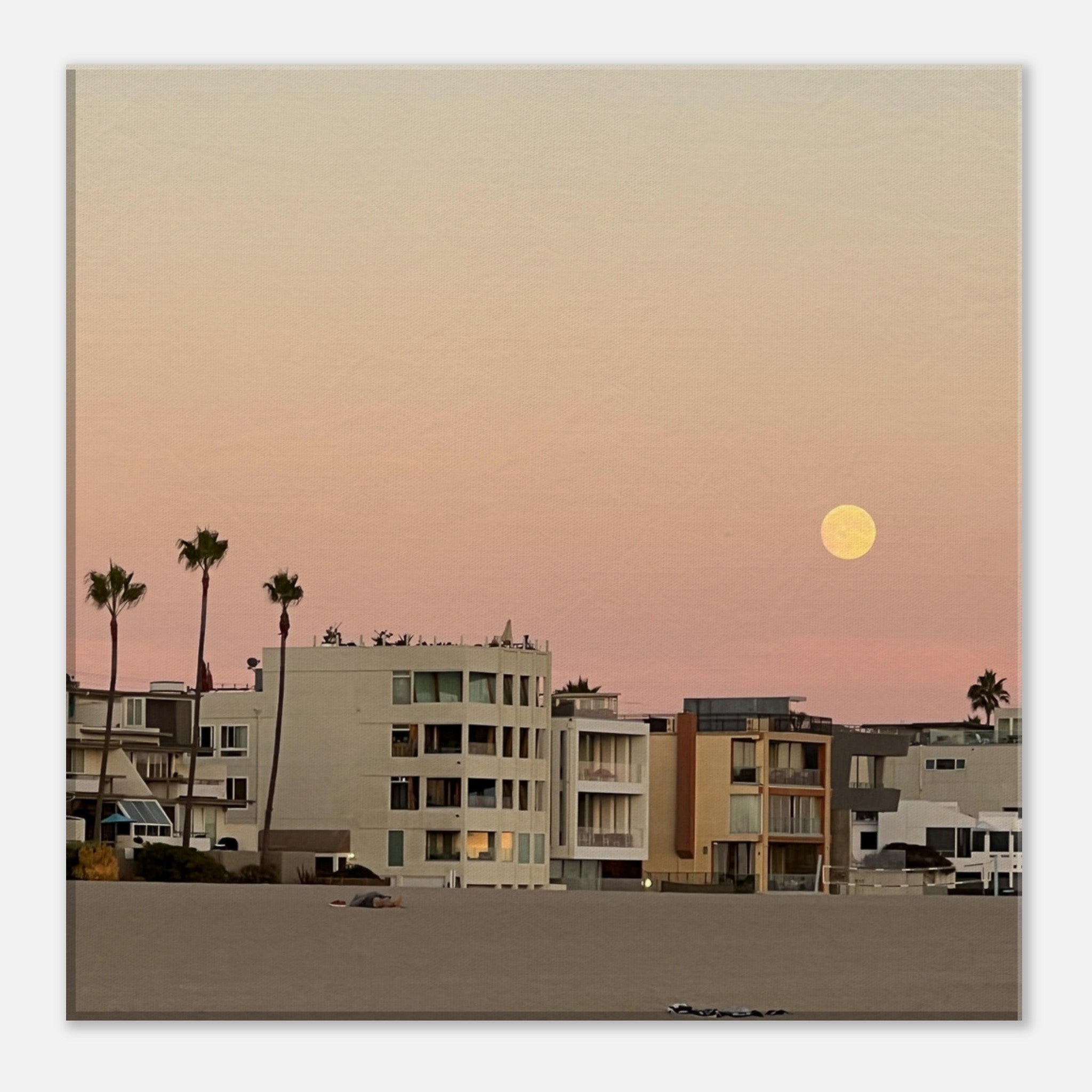 California beach wall art print by My Store, 20x30cm, featuring Moody SoCal Beach scene on canvas for bedroom decor.