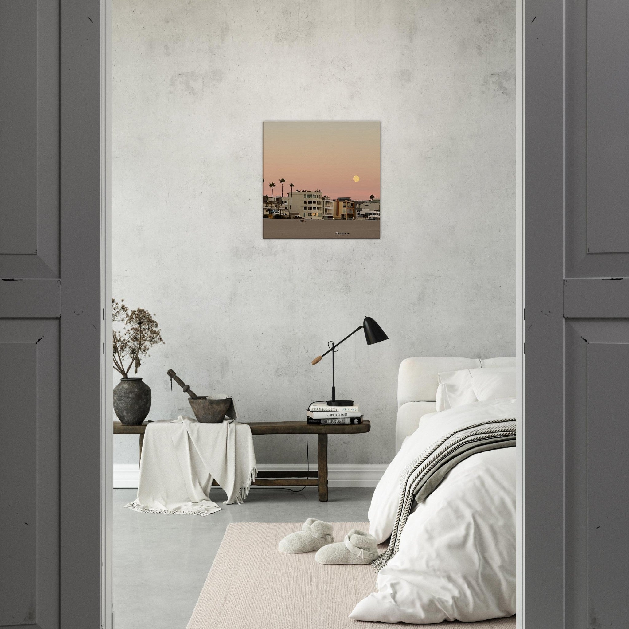 Moody SoCal Beach wall art print on canvas, bedroom wall hanging featuring California beach scene, Studio Edition by My Store.