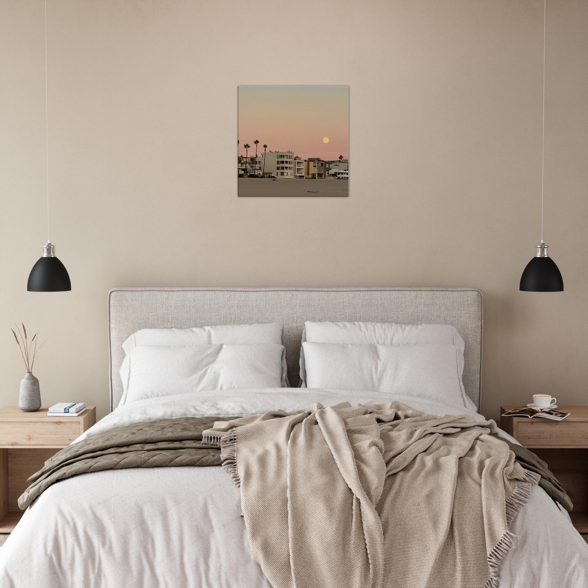 Moody SoCal Beach wall art print on canvas, bedroom wall hanging featuring California beach scene, studio edition by My Store.