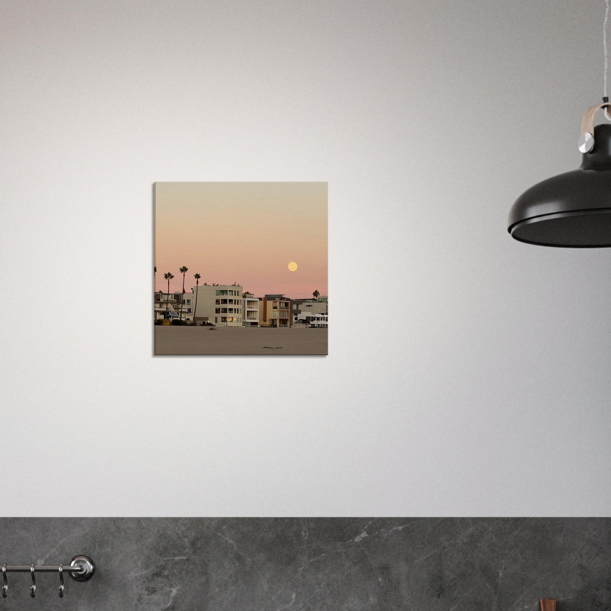 Moody SoCal Beach wall art print on canvas, California beach scene, bedroom wall hanging, Studio Edition, 20x30 cm.