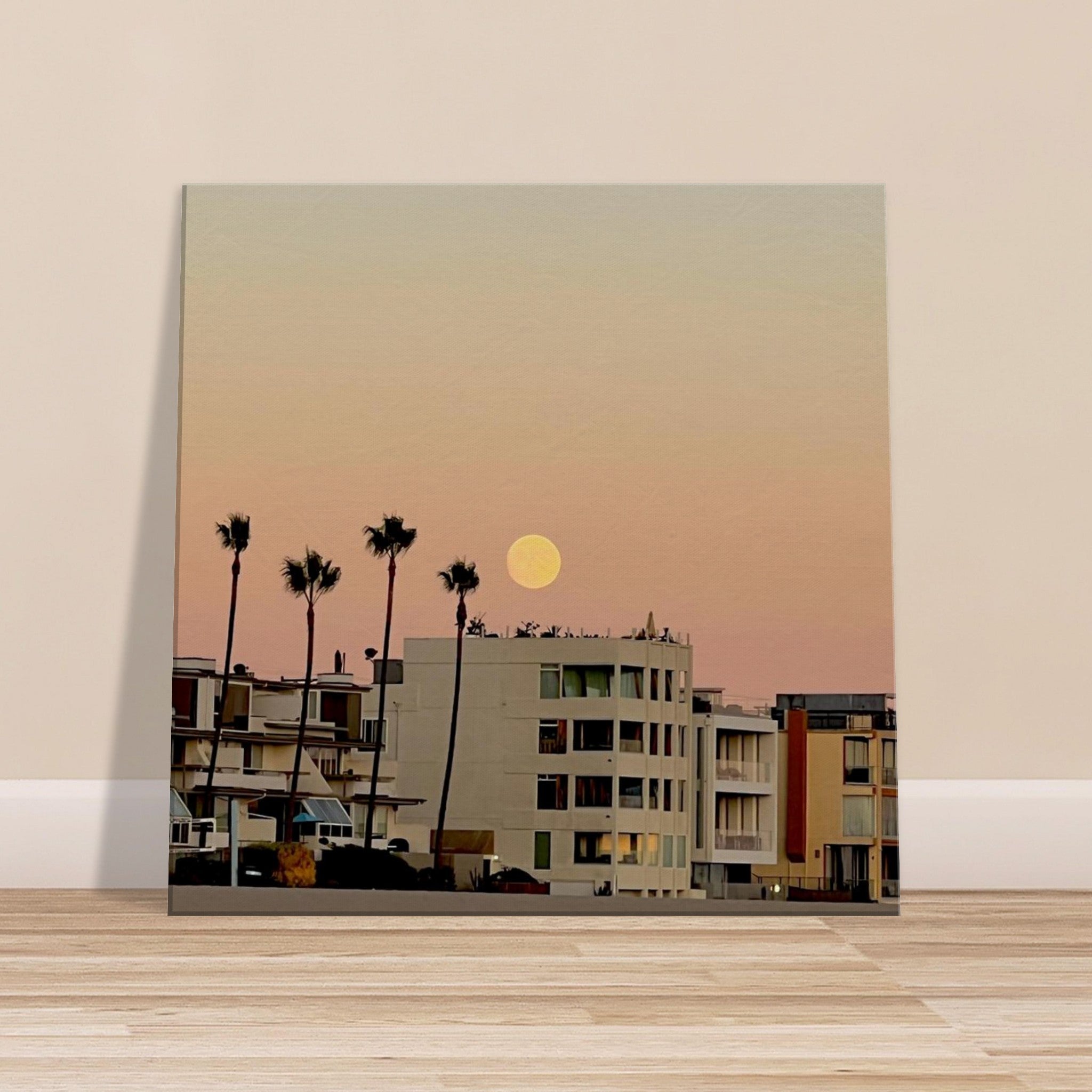 Moody SoCal Beach wall art print on canvas, California scene, bedroom wall hanging, studio edition, 20x30 cm.