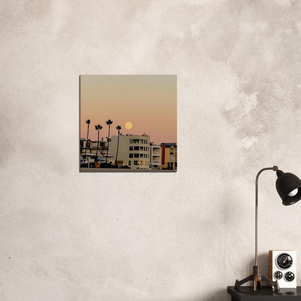 Beach wall art print of Moody SoCal Beach on California canvas, featuring a scenic coastal landscape for bedroom decor.