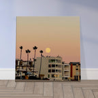 Moody SoCal Beach wall art print on canvas, bedroom wall hanging featuring California beach scene in studio edition, 20x30 cm.