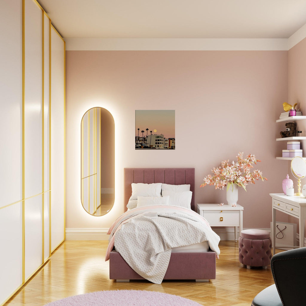 Moody SoCal Beach wall art print on canvas, California-themed bedroom wall hanging, studio edition, 20x30 cm.