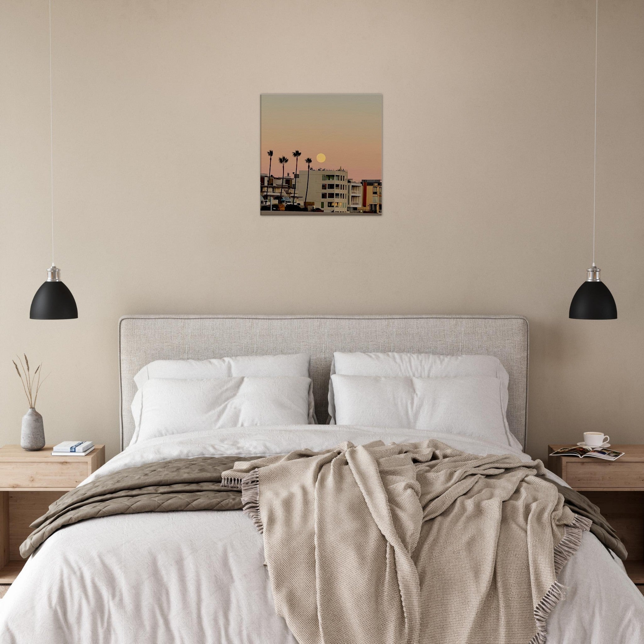 Moody SoCal Beach California canvas wall art print, 20x30cm, bedroom wall hanging, Studio Edition, featuring beach scene.