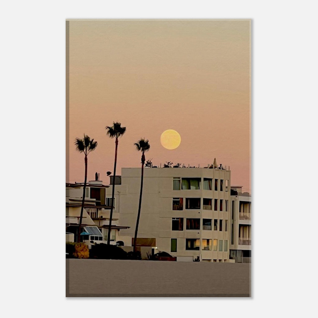 Moody SoCal Beach wall art print on canvas, 20x30cm, featuring a California beach scene for bedroom decor.