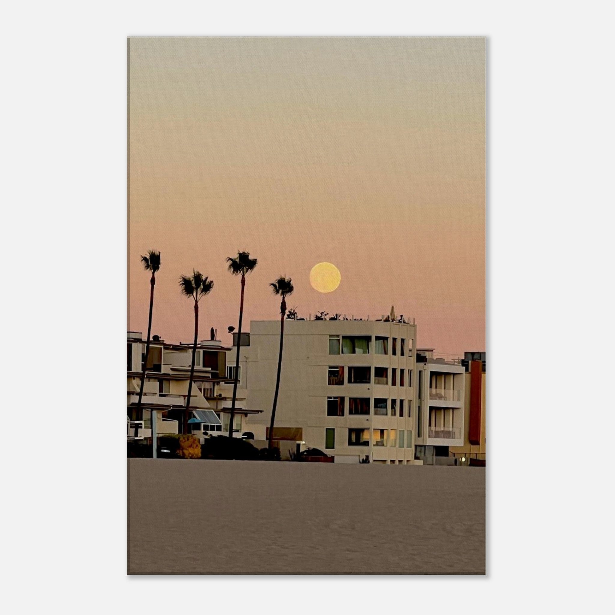 California canvas wall art print featuring Moody SoCal Beach scene, ideal for bedroom wall decor, studio edition by My Store.