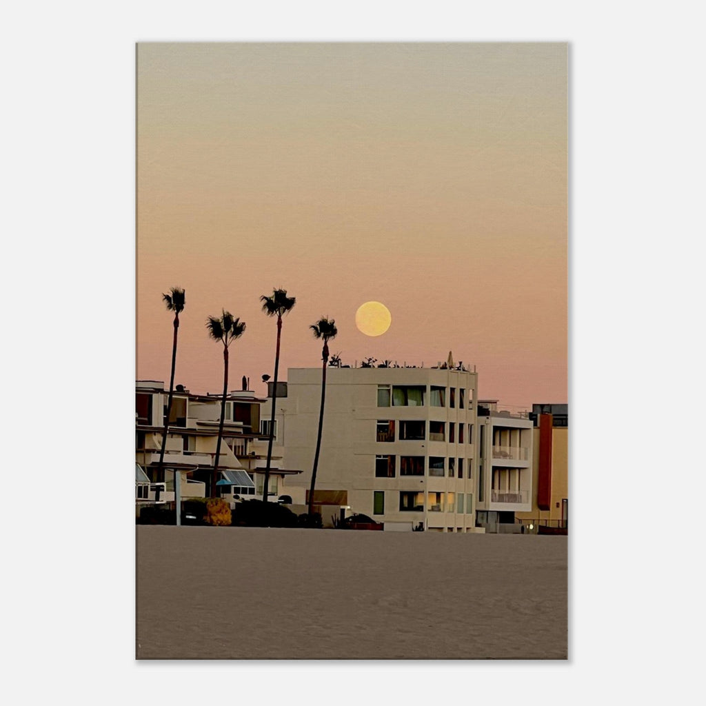 Moody SoCal Beach wall art print on canvas, 20x30 cm, featuring a California beach scene for bedroom decor.