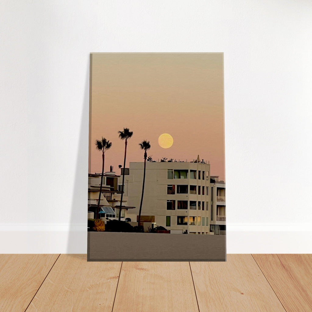 Moody SoCal Beach wall art print on canvas, 20x30 cm, depicting a California beach scene, ideal for bedroom wall decor.