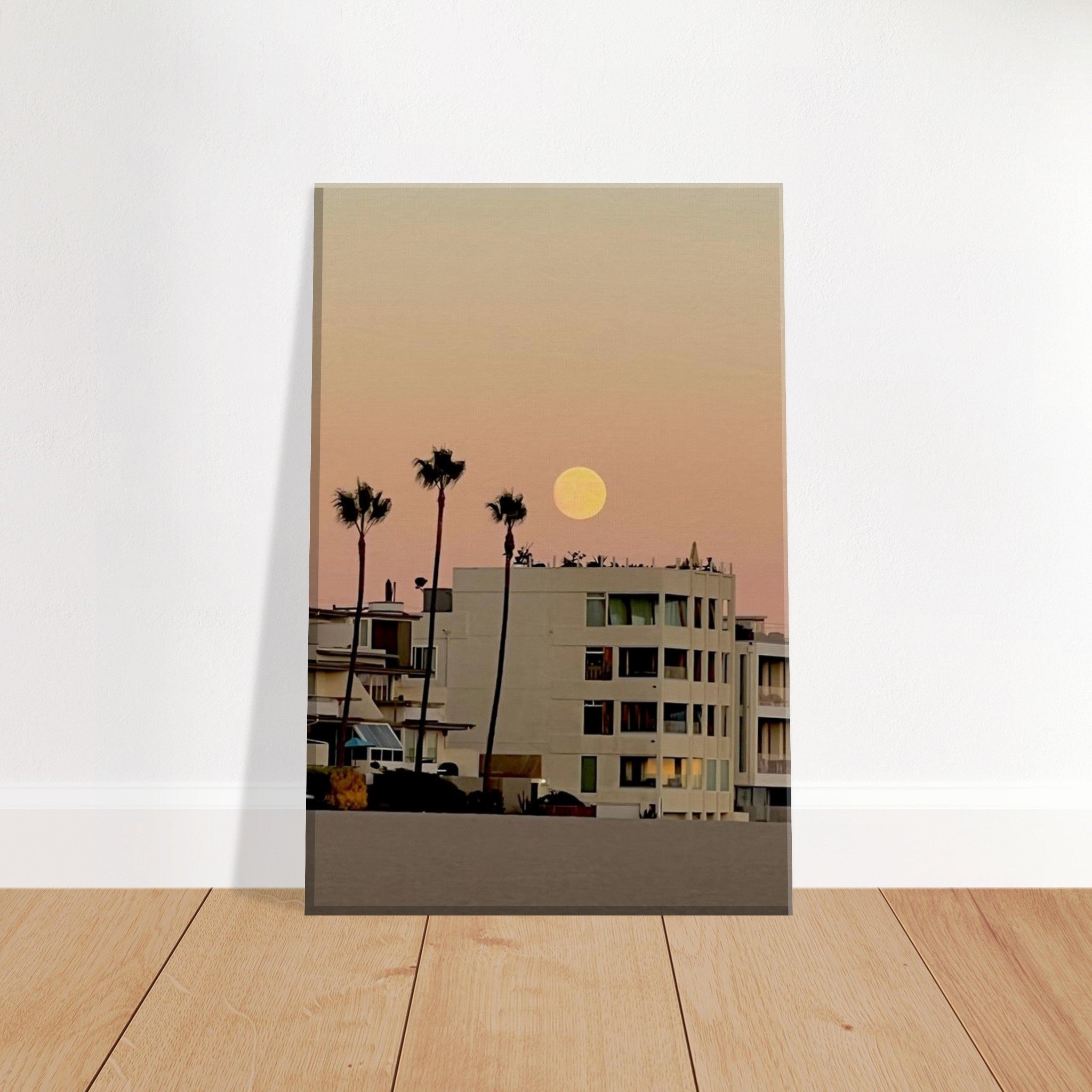Moody SoCal Beach wall art print on canvas, 20x30 cm, depicting a California beach scene, ideal for bedroom wall decor.