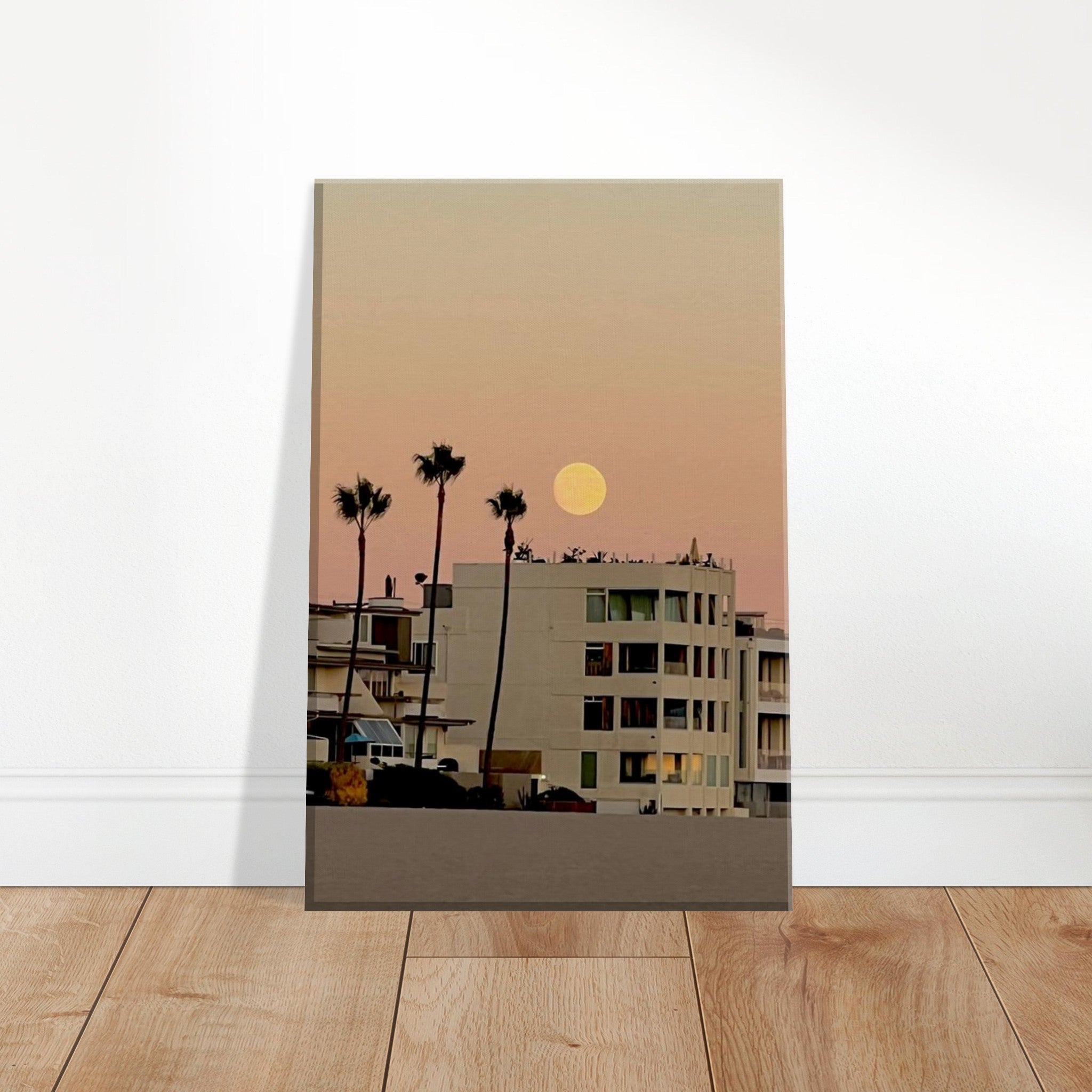 California canvas wall art print featuring a Moody SoCal beach scene, perfect for bedroom wall hanging decor.