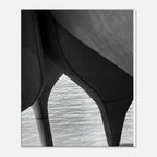Abstract black and white canvas art print of NYC Hudson River pier with high heels in water, part of the Travel Collection Studio Edition.