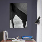 Abstract black and white canvas print of NYC Hudson River pier with high heels in water, part of Studio Edition Travel Collection.