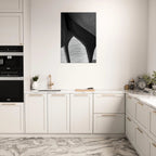 Abstract black and white canvas print of NYC Hudson River pier with high heels in water, part of Studio Edition Travel Collection.