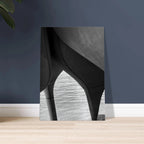 Abstract black and white canvas print of NYC Hudson River pier with high heels in water, part of the Travel Collection Studio Edition.