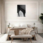 Abstract black and white canvas print of NYC Hudson River pier with high heels in water, part of the Studio Edition Travel Collection.