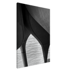 Abstract black and white canvas print of NYC Hudson River pier with high heels in water, part of the Travel Collection Studio Edition.